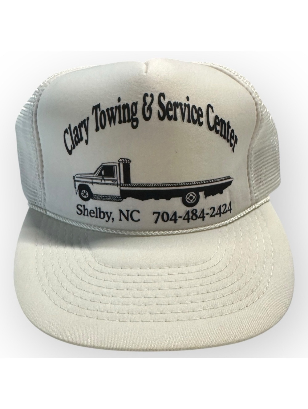 Vintage 90s Trucker Cap White Mesh Snapback Flat Bill Hat